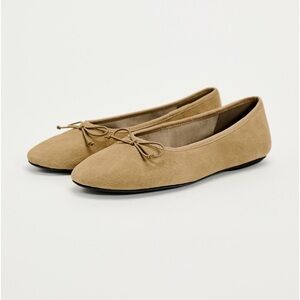 Zara bow suede ballet flats 6.5